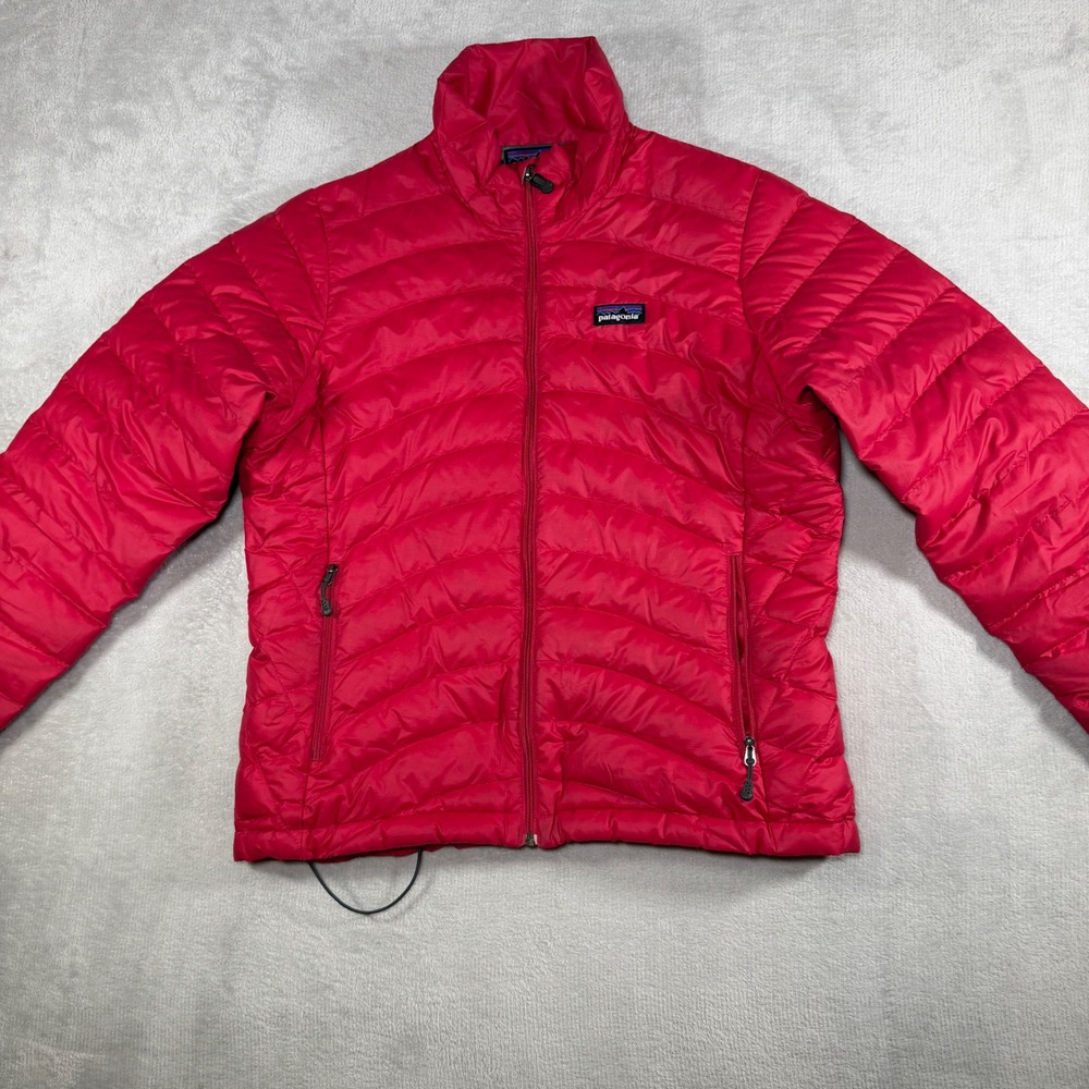 Patagonia Womens Down Sweater Jacket Red Puffer Full Zip 84682 FA13 Small